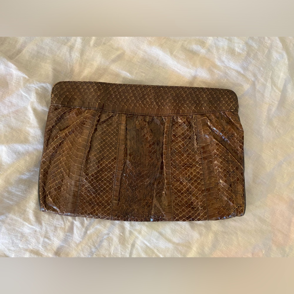 Brown Snakeskin Clutch